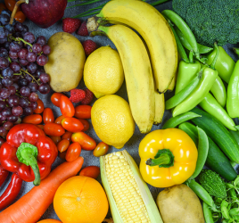 Fruit and vegetables depicting food waste